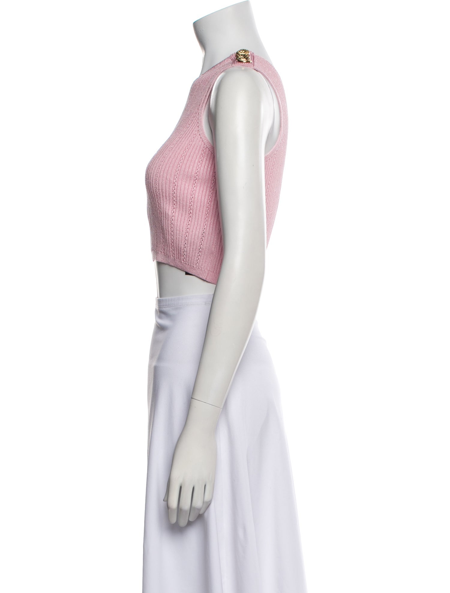 Balmain One-Shoulder Sleeveless Crop Top