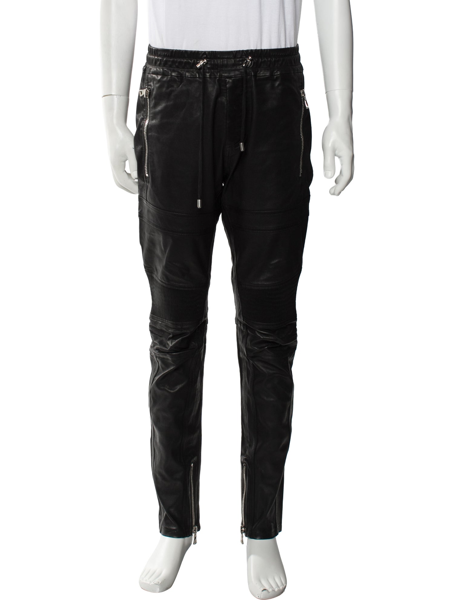 Balmain Lamb Leather Moto Pants