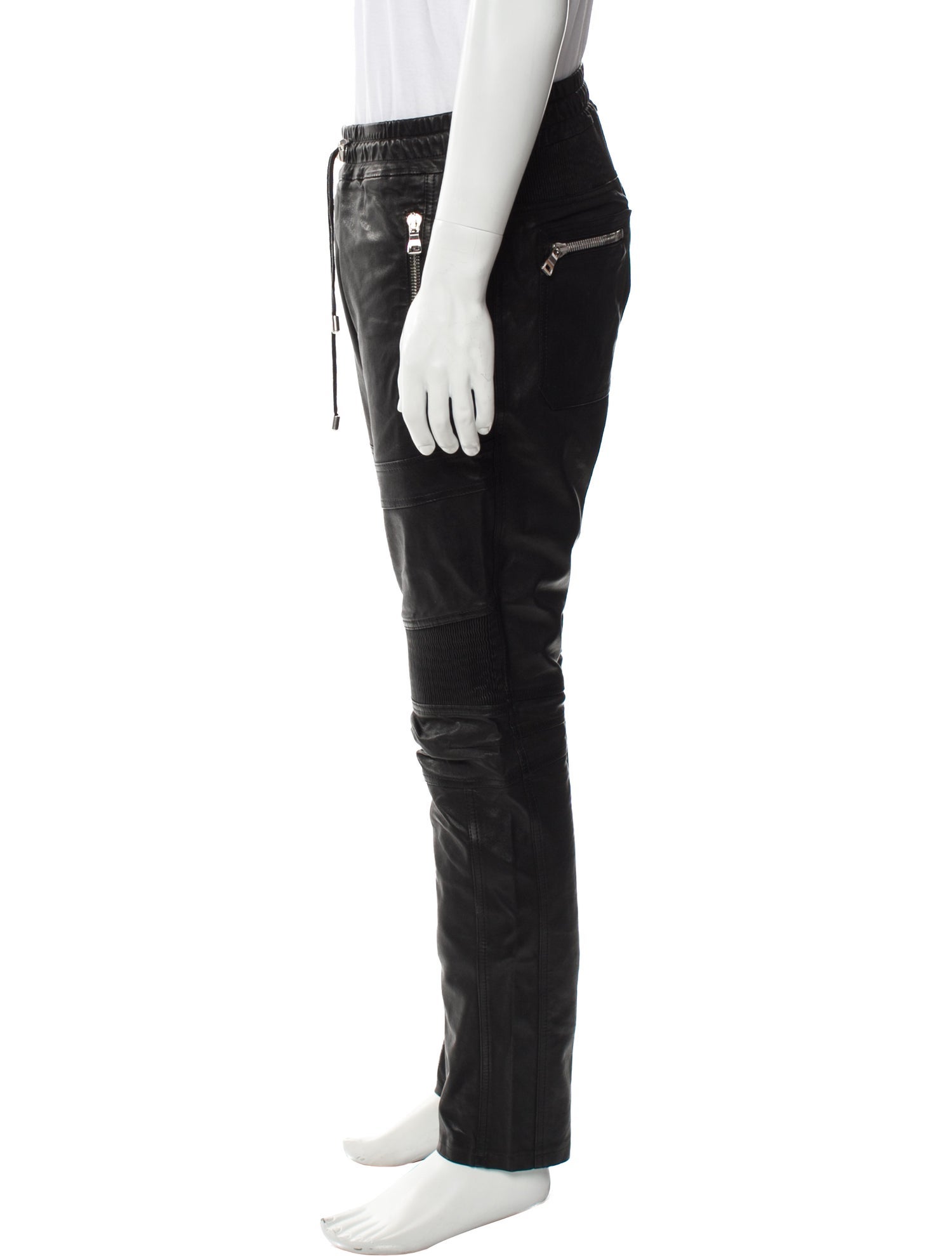 Balmain Lamb Leather Moto Pants