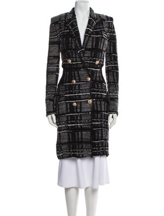Balmain Wool Plaid Print Coat