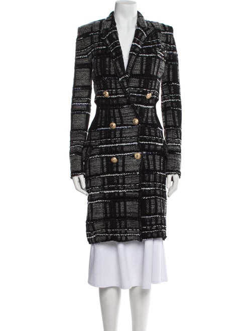 Balmain Wool Plaid Print Coat