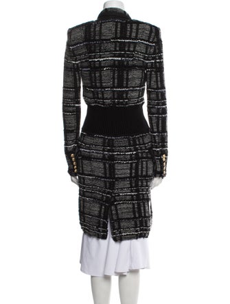 Balmain Wool Plaid Print Coat