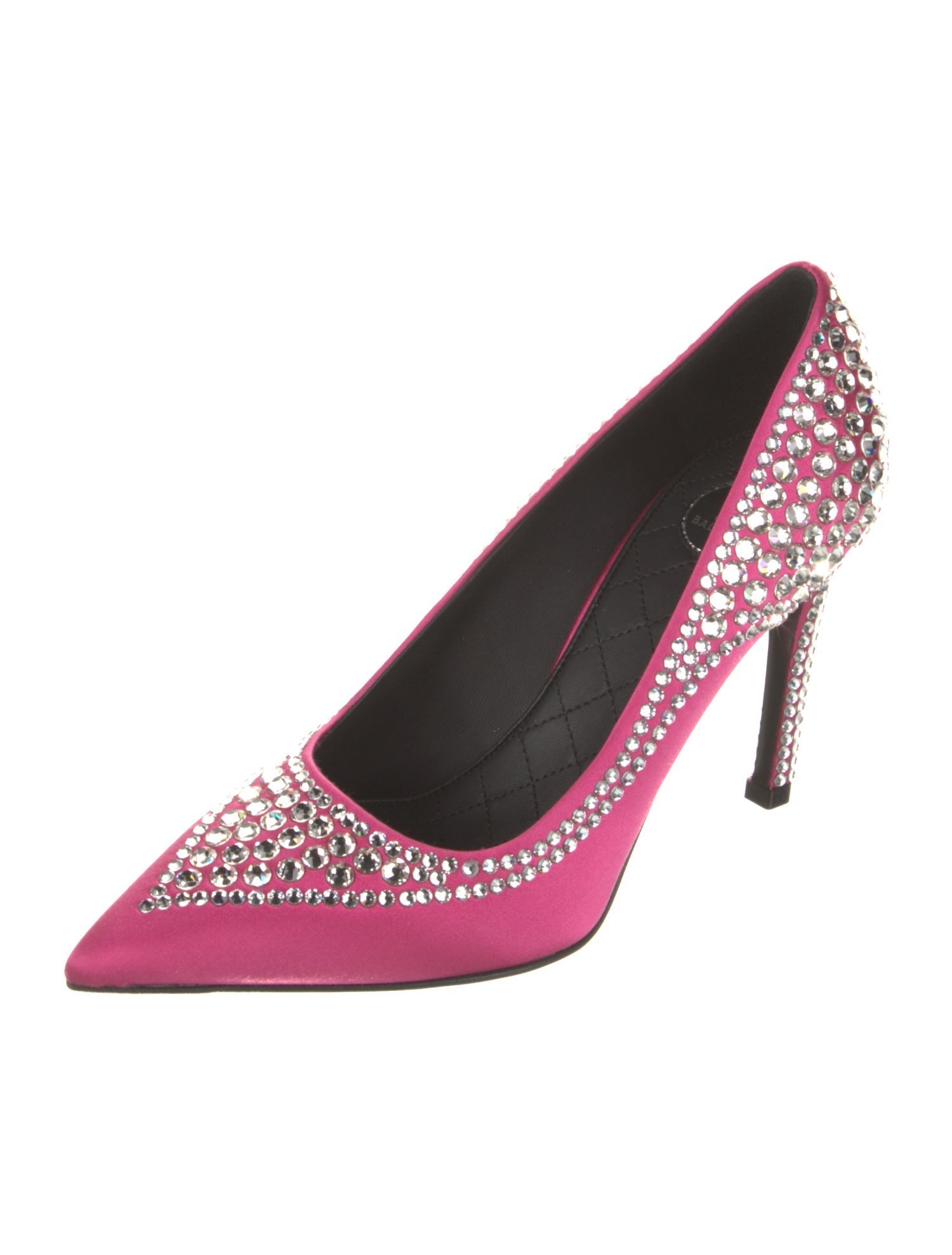 Balmain Satin Crystal Embellishments Pumps