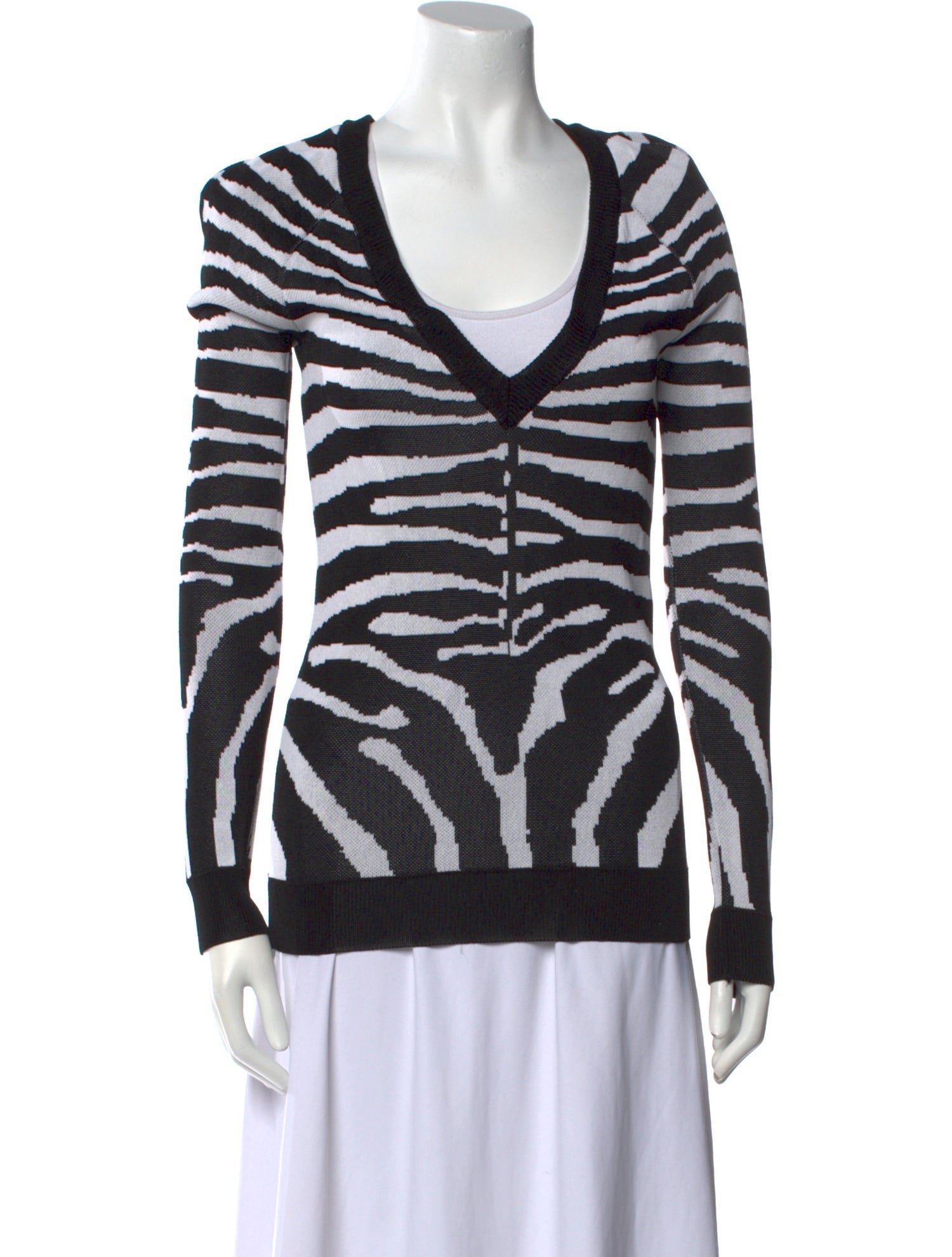 Balmain Animal Print V-Neck Sweater