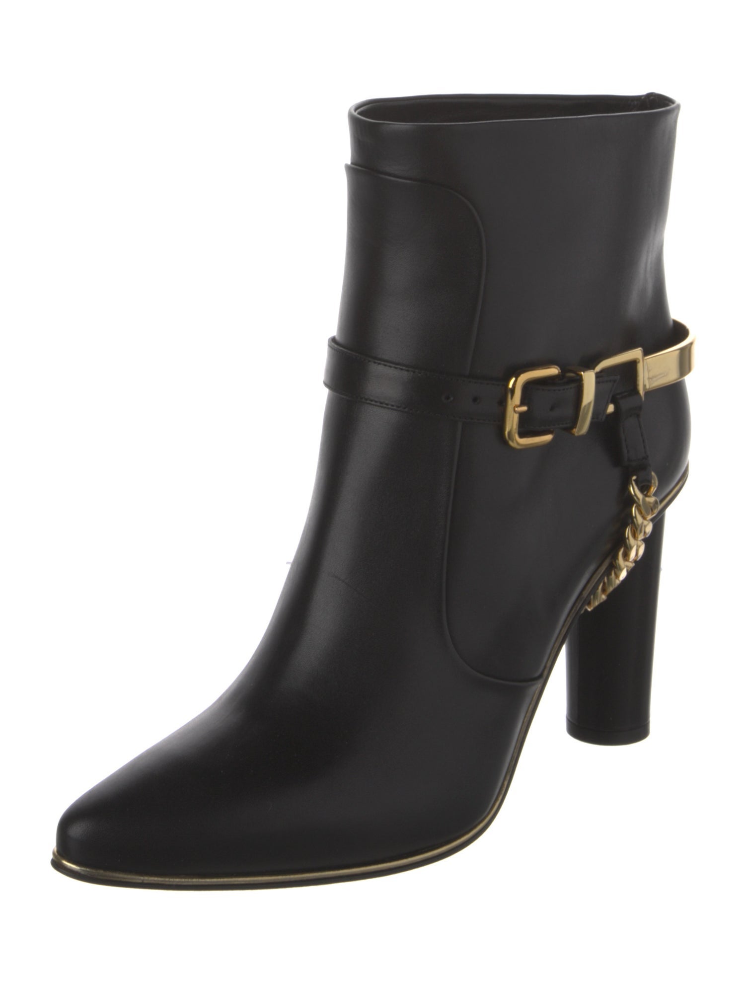 Balmain Leather Chain-Link Accents Boots