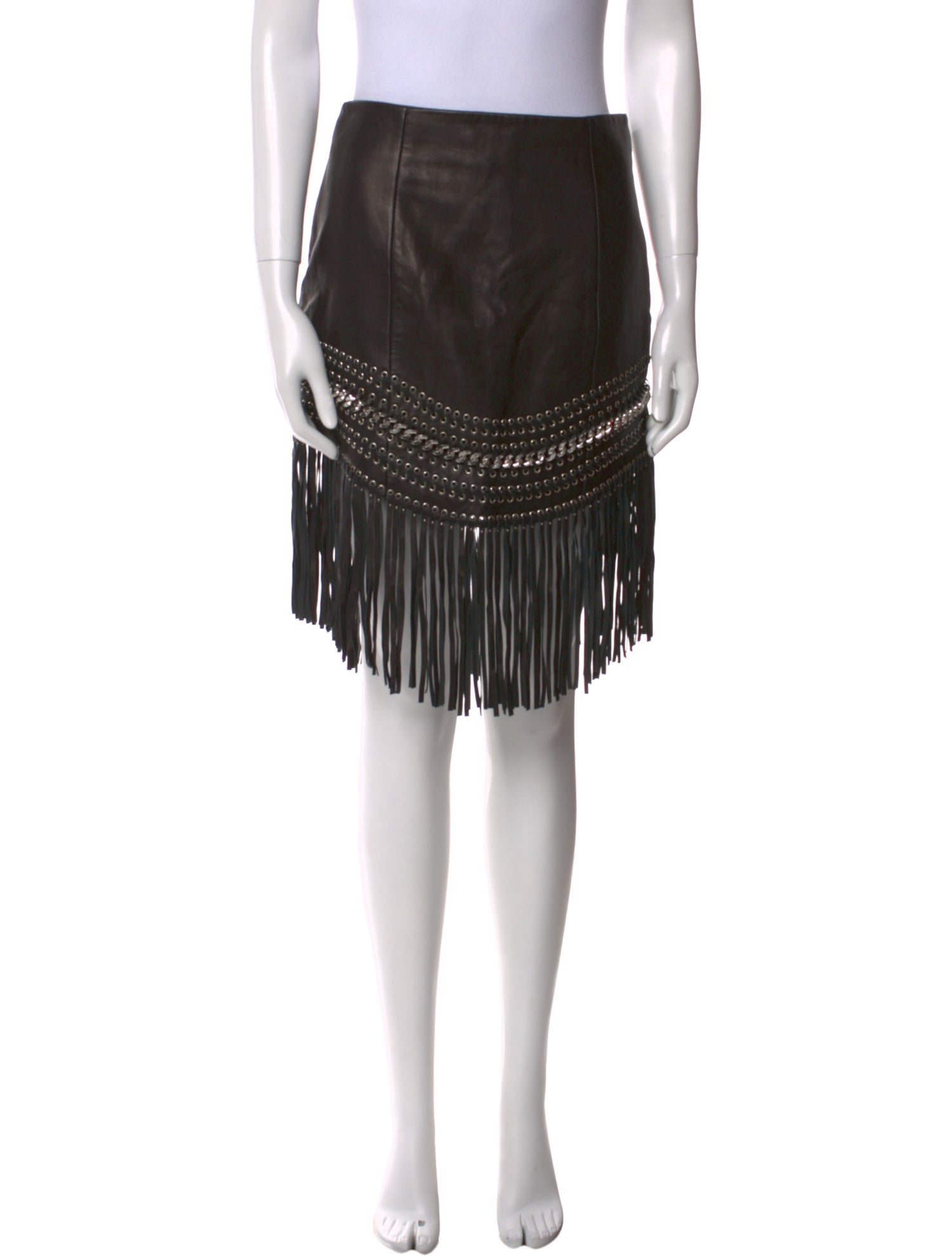 Balmain Leather Knee-Length Skirt