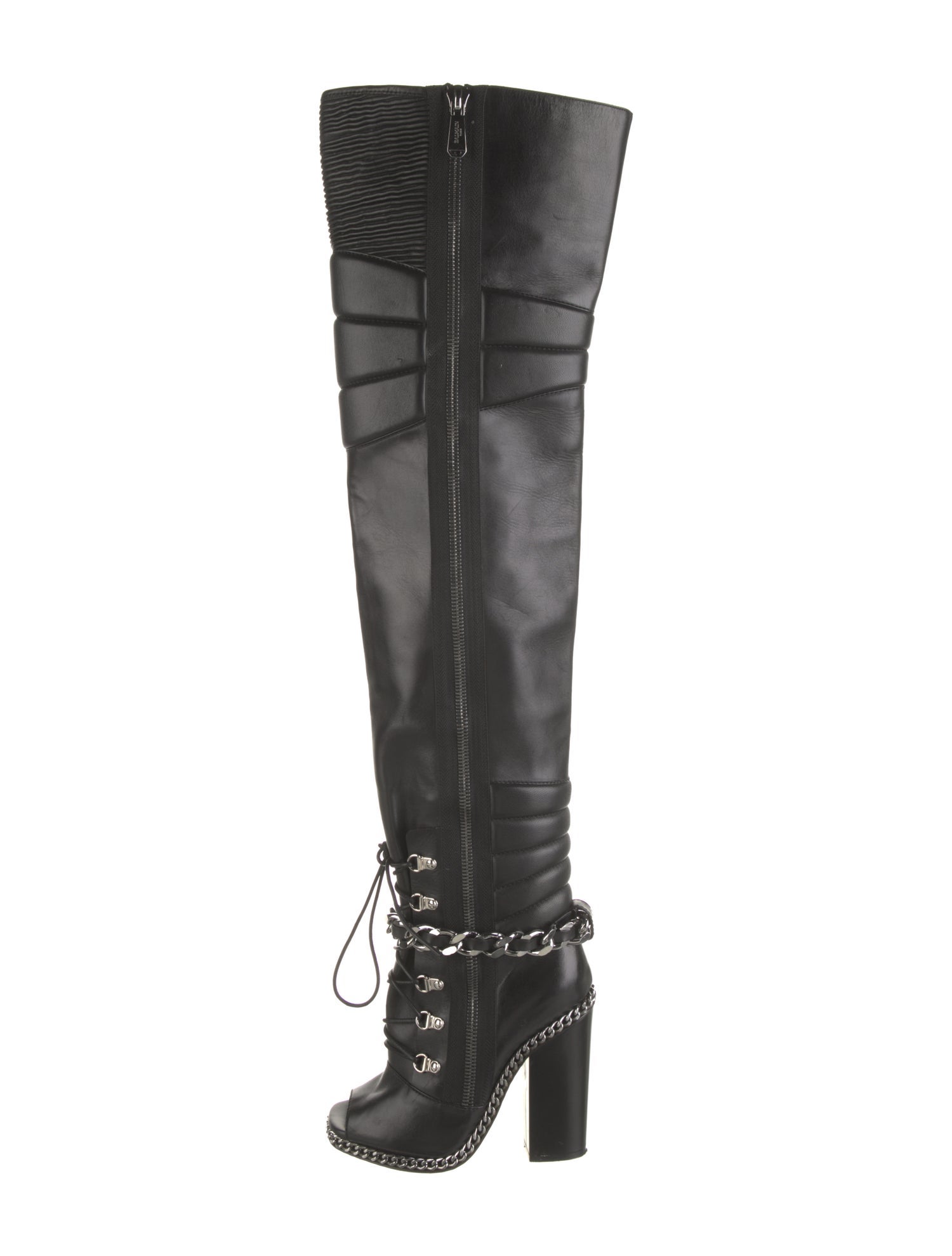 Balmain Leather Chain-Link Accents Boots