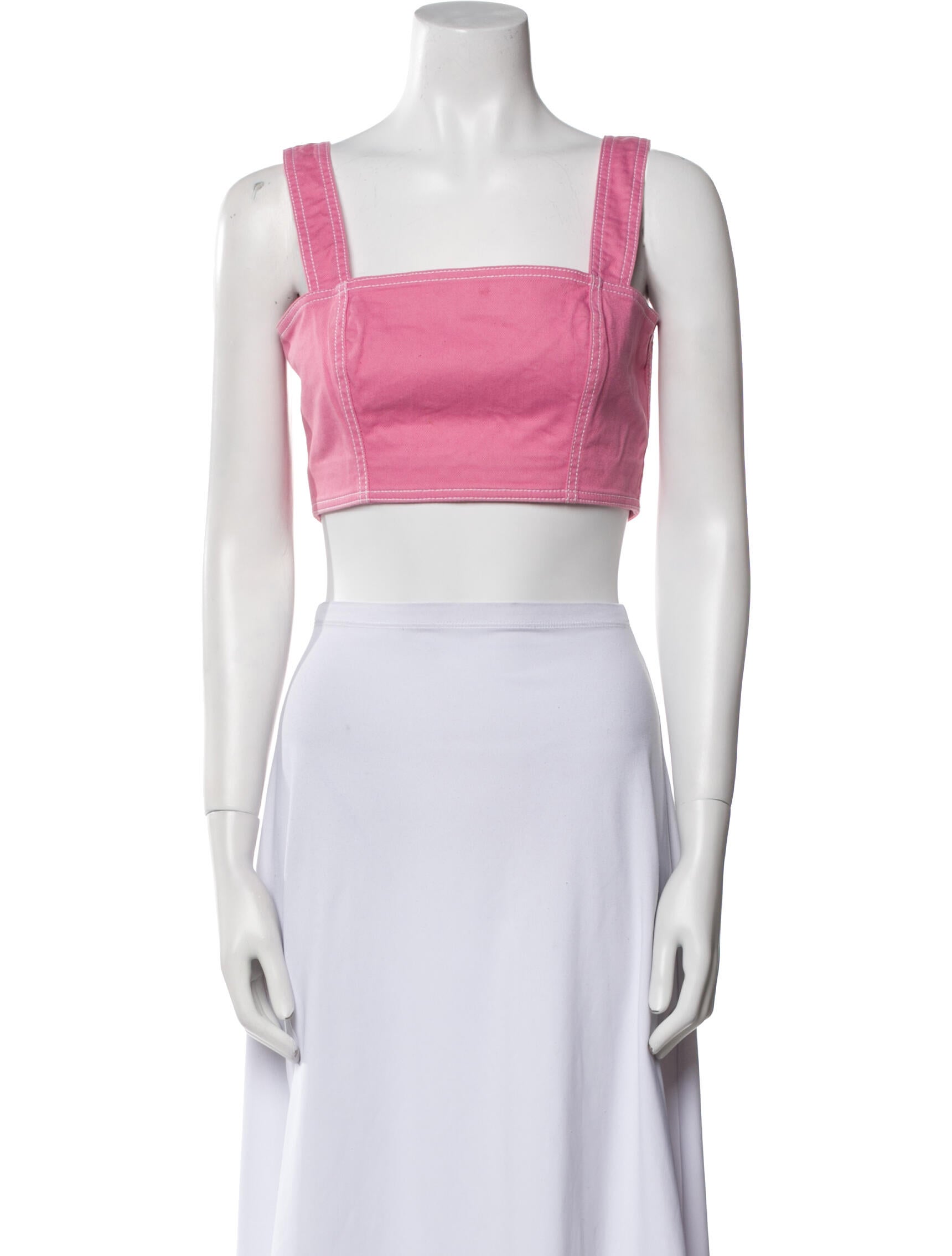 Balmain Square Neckline Sleeveless Crop Top