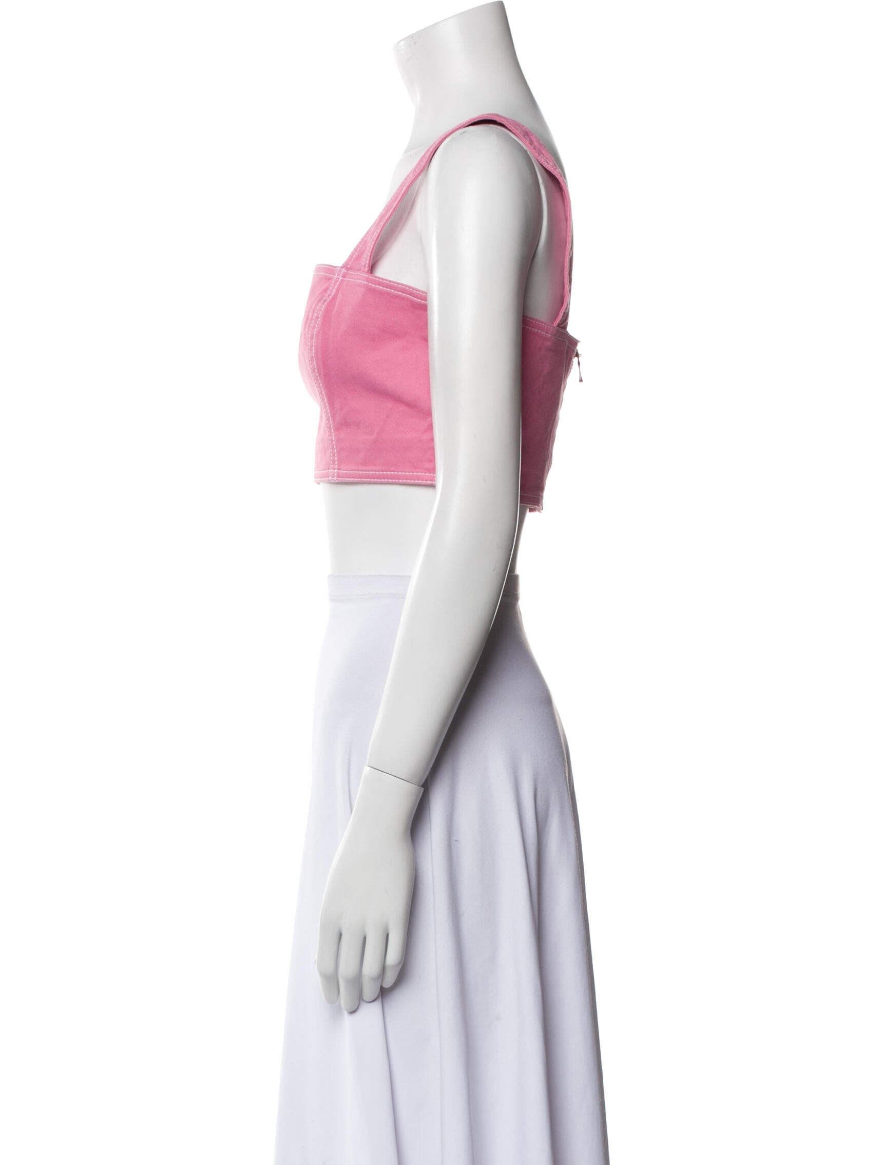 Balmain Square Neckline Sleeveless Crop Top