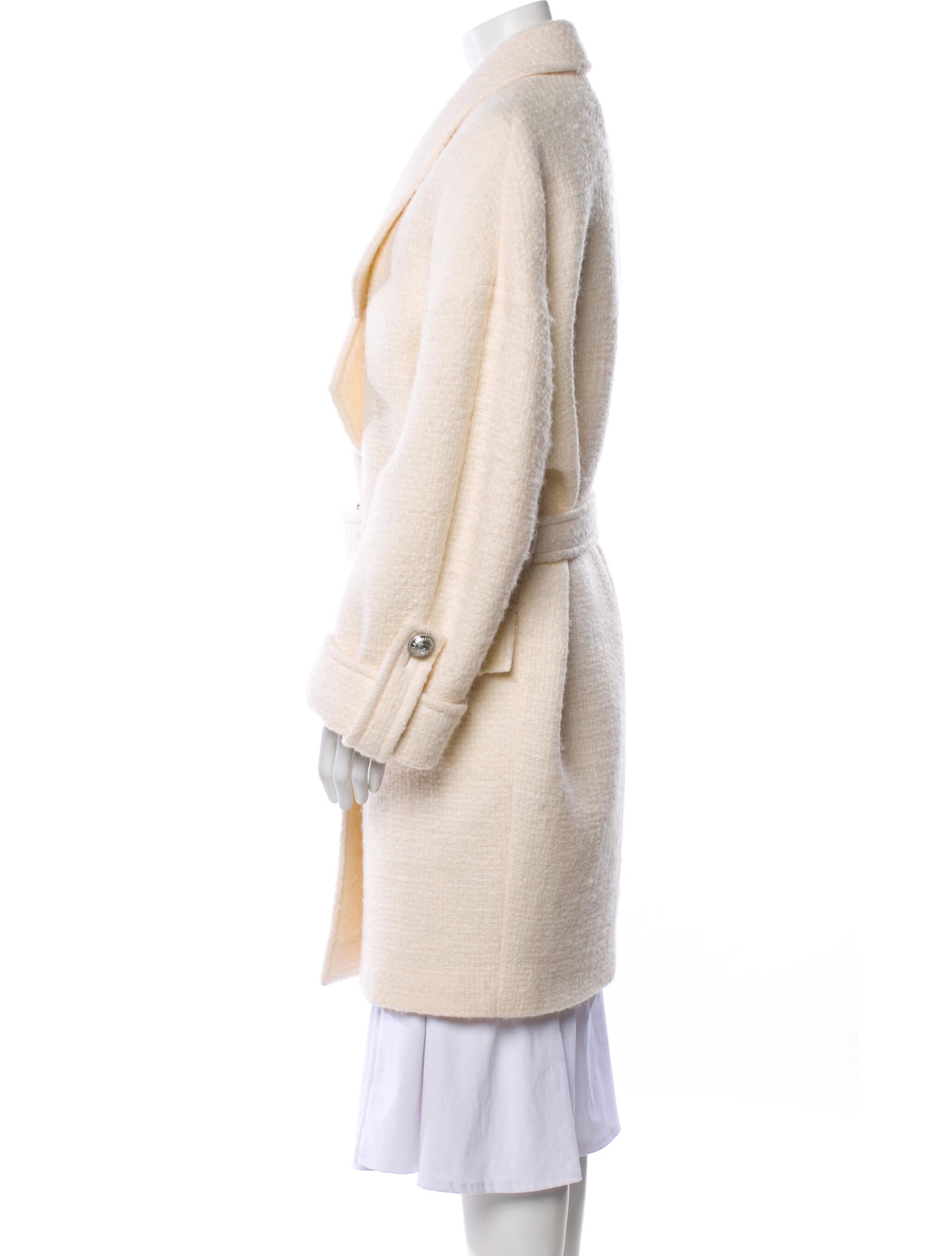 Balmain Virgin Wool Faux Fur Coat