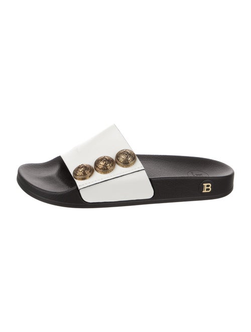 Balmain Leather Studded Accents Slides