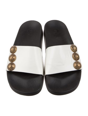 Balmain Leather Studded Accents Slides