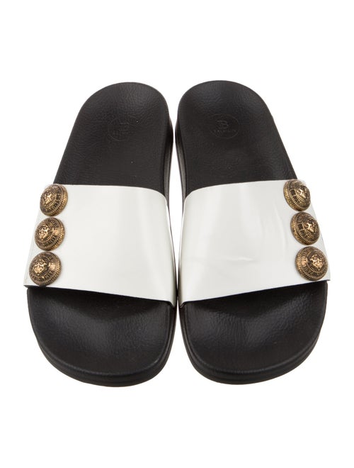 Balmain Leather Studded Accents Slides