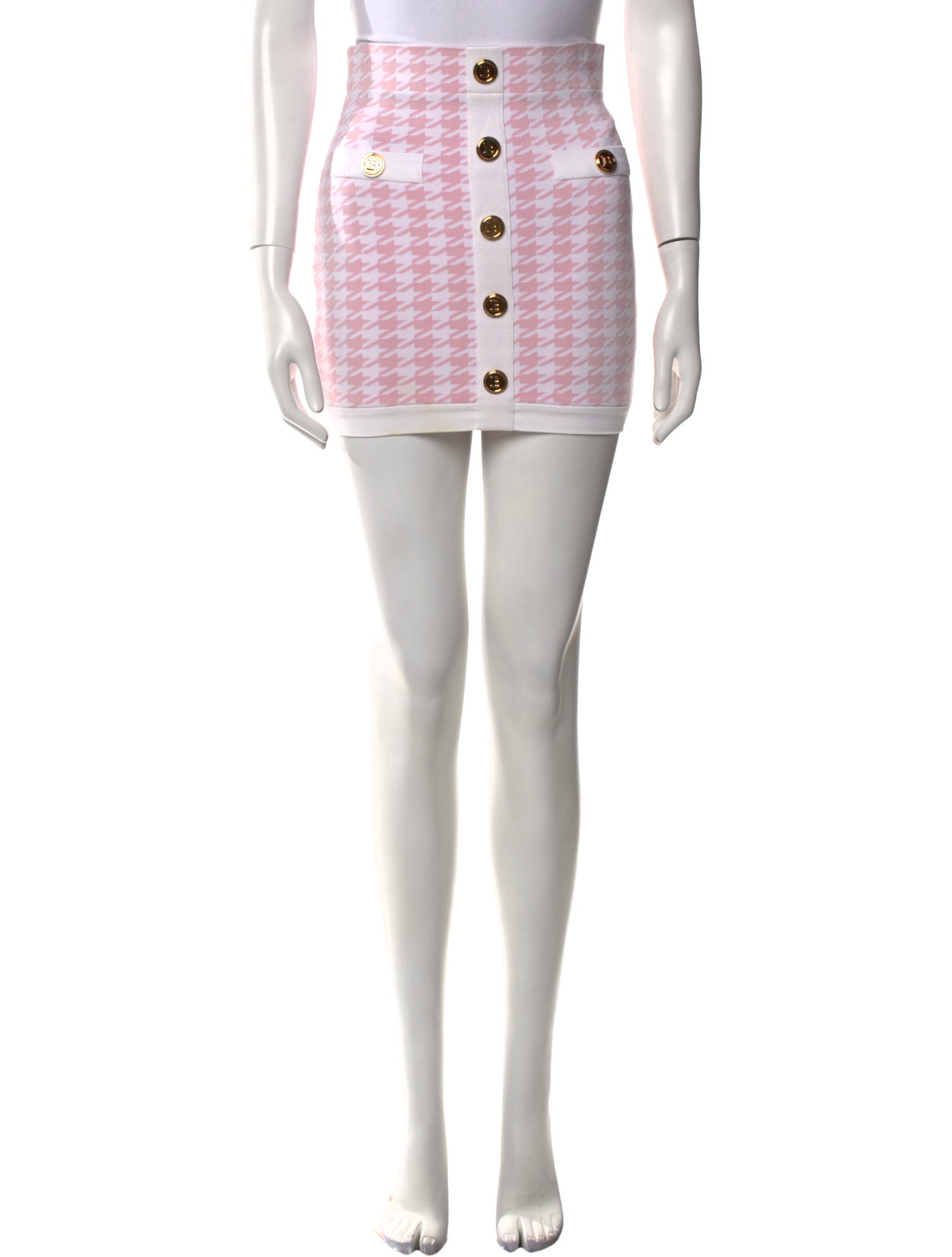 Balmain Houndstooth Print Mini Skirt