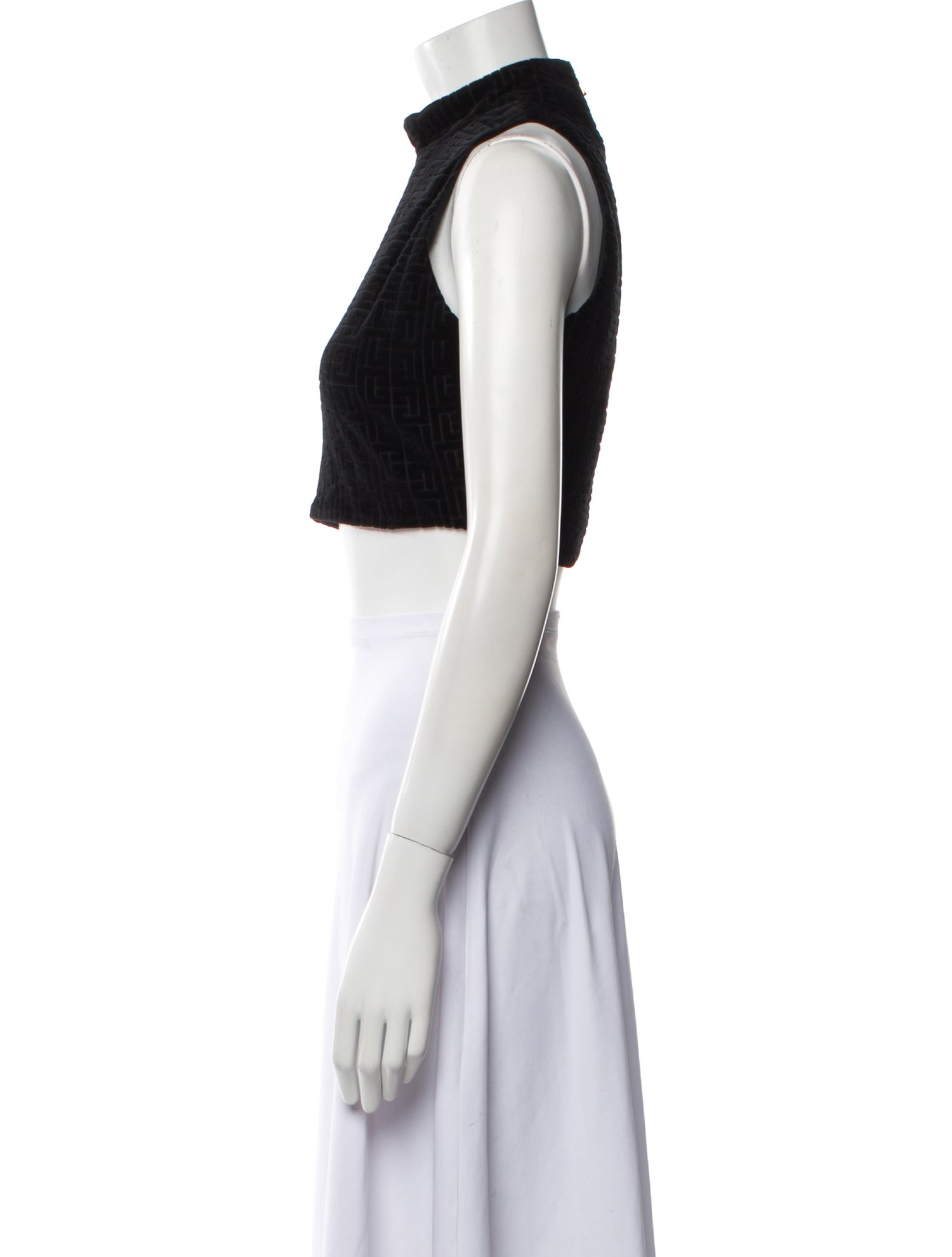Balmain Mock Neck Sleeveless Crop Top
