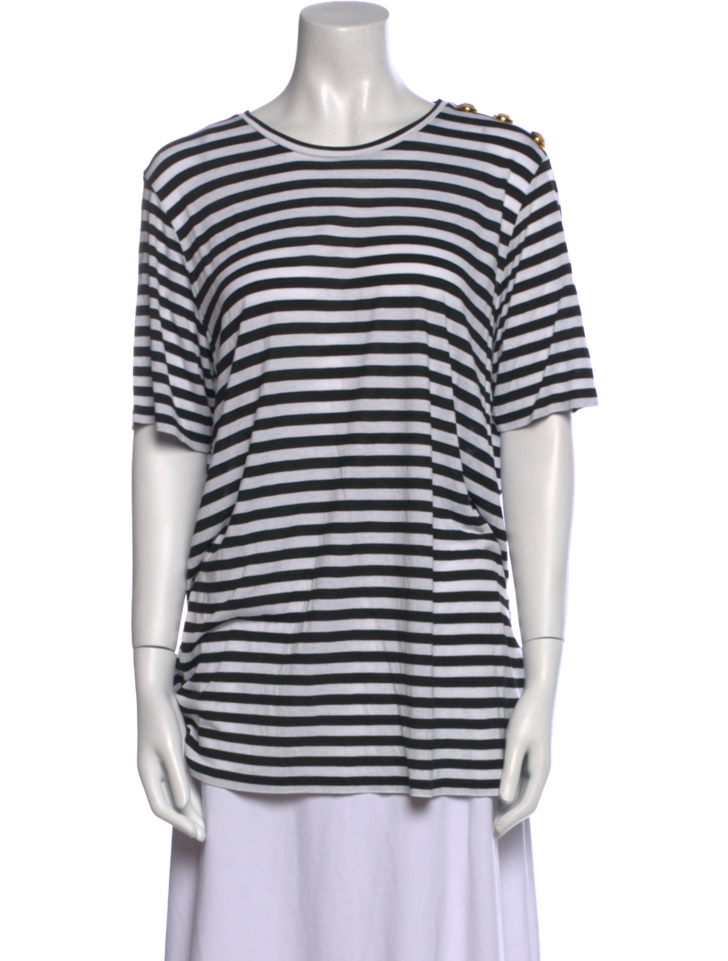 Balmain Striped Scoop Neck T-Shirt
