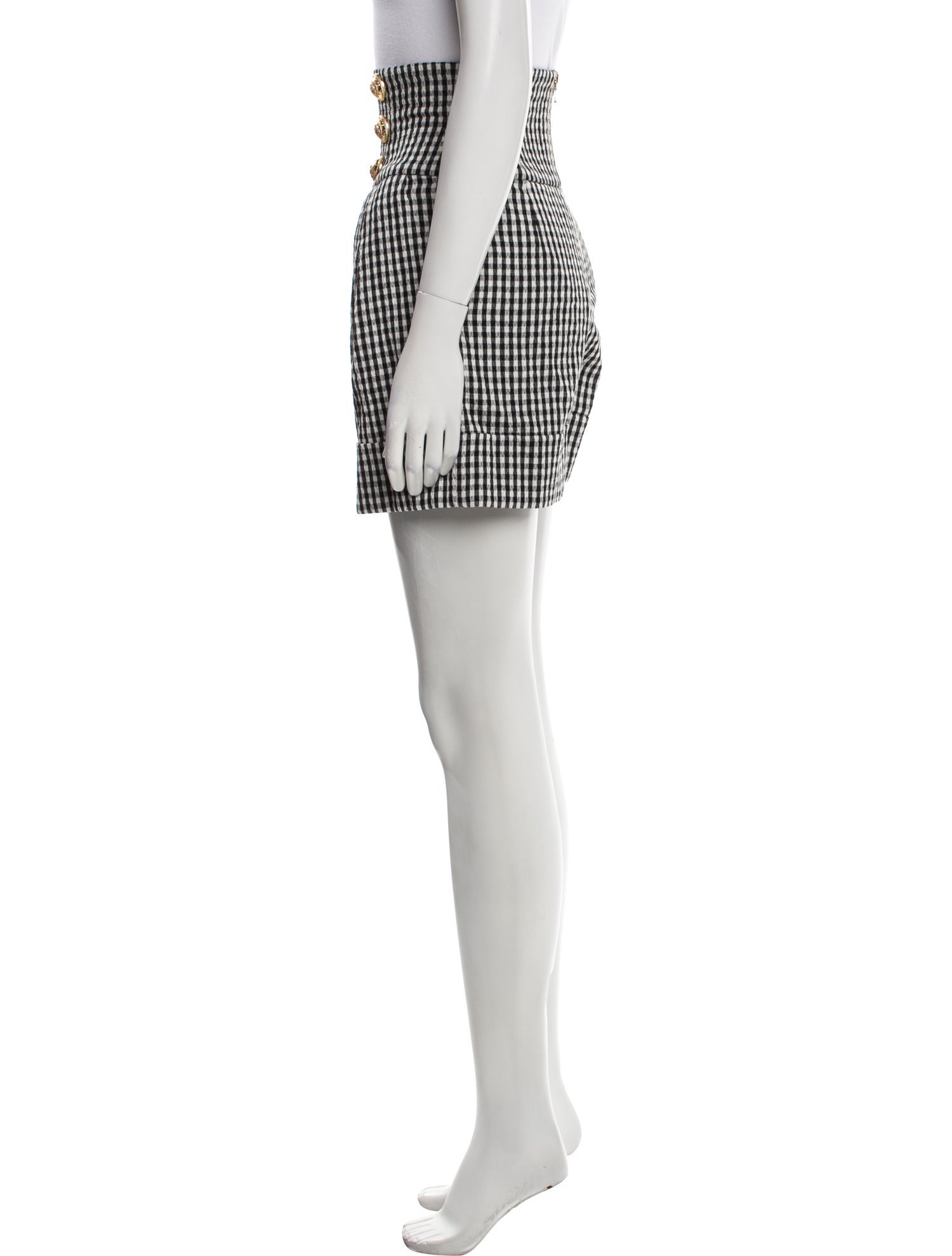 Balmain Plaid Print Mini Shorts