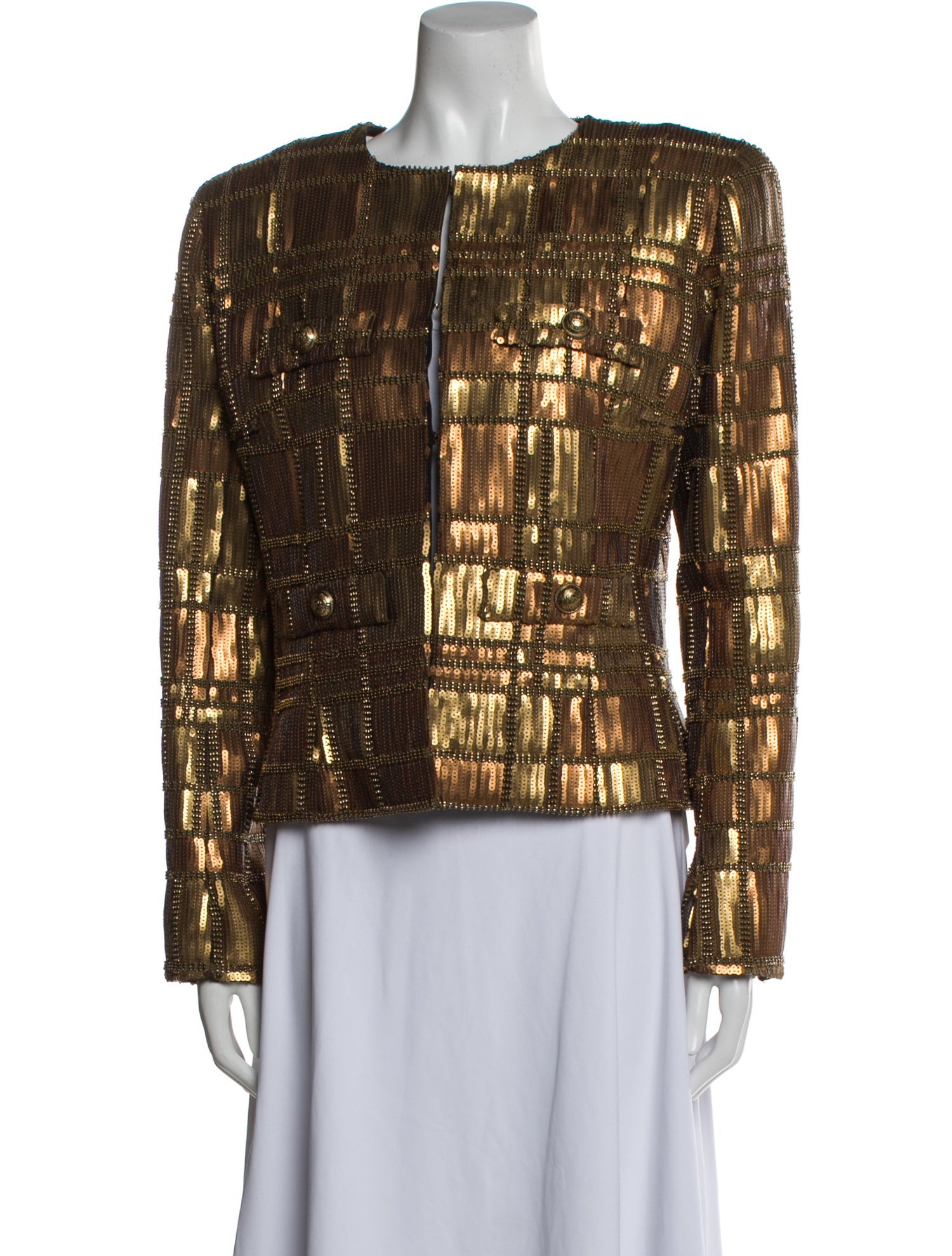 Balmain Sequin Tweed Pattern Evening Jacket