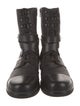 Balmain Raffia Leather Trim Embellishment Lace-Up Boots