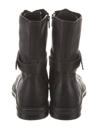 Balmain Raffia Leather Trim Embellishment Lace-Up Boots