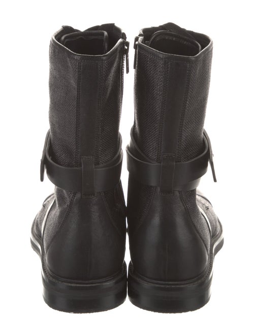 Balmain Raffia Leather Trim Embellishment Lace-Up Boots