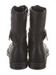 Balmain Raffia Leather Trim Embellishment Lace-Up Boots