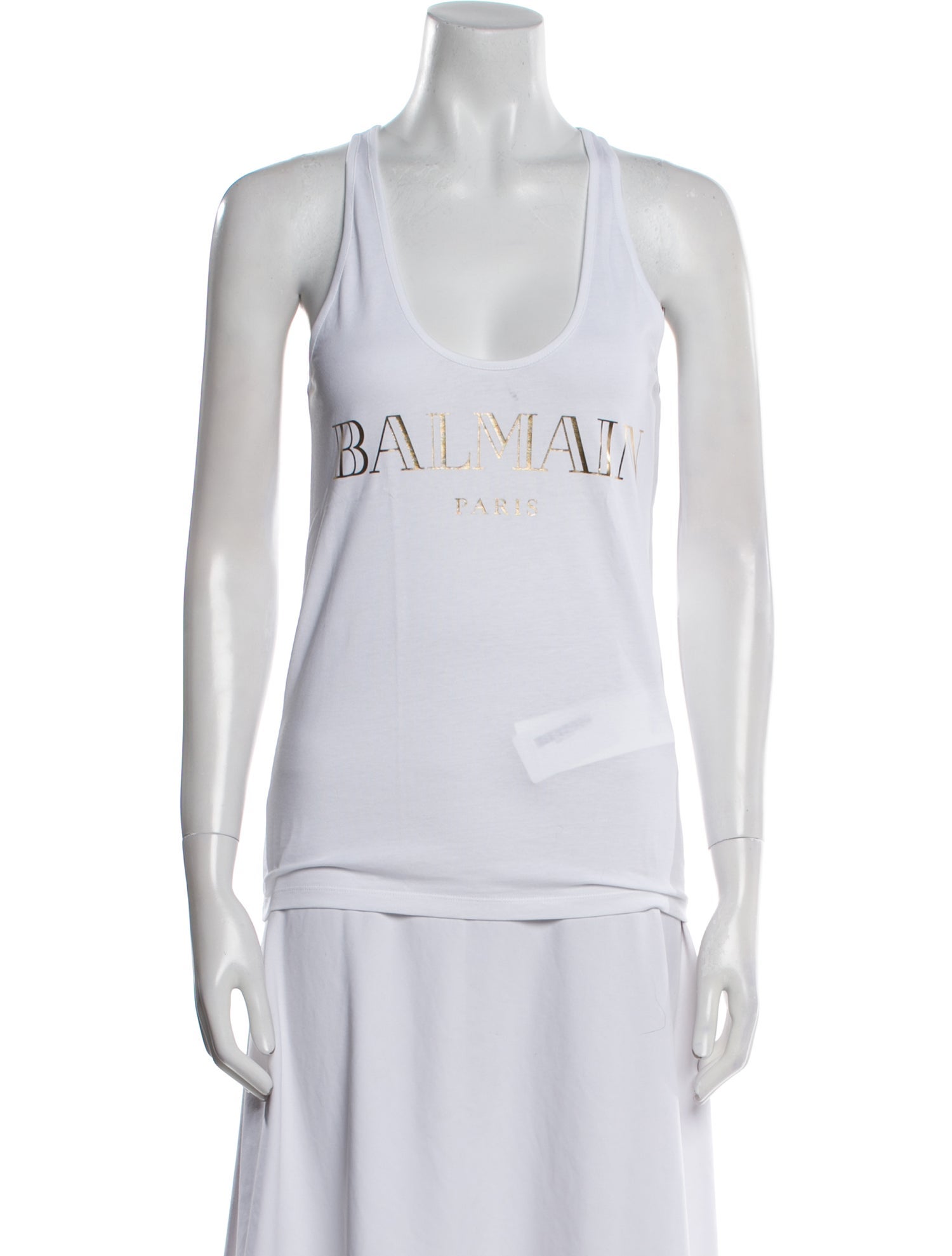 Balmain Graphic Print Scoop Neck Top w/ Tags