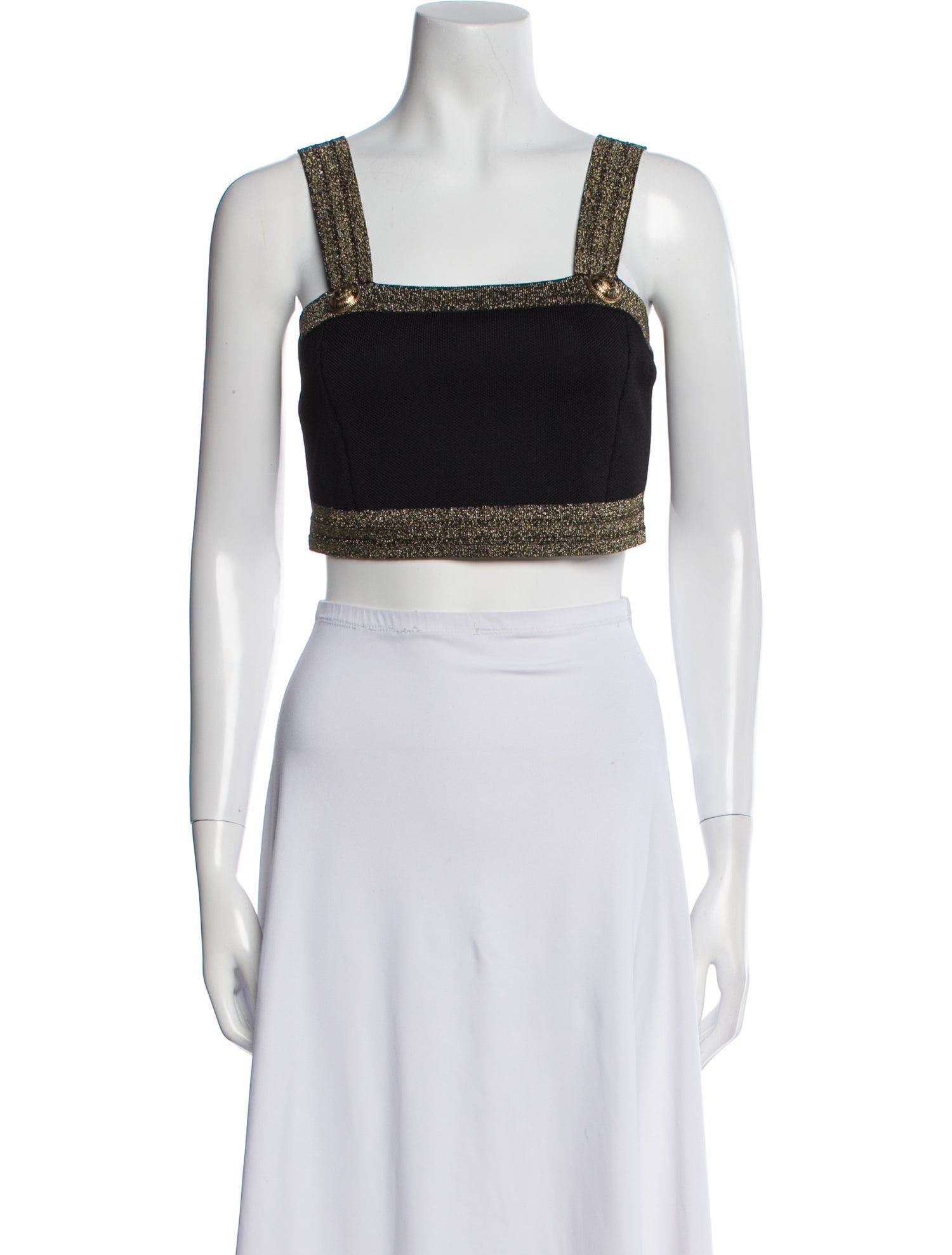 Balmain Square Neckline Sleeveless Crop Top