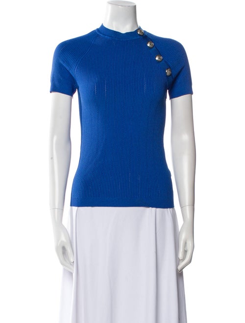 Balmain Mock Neck Short Sleeve Polo