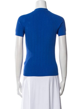 Balmain Mock Neck Short Sleeve Polo