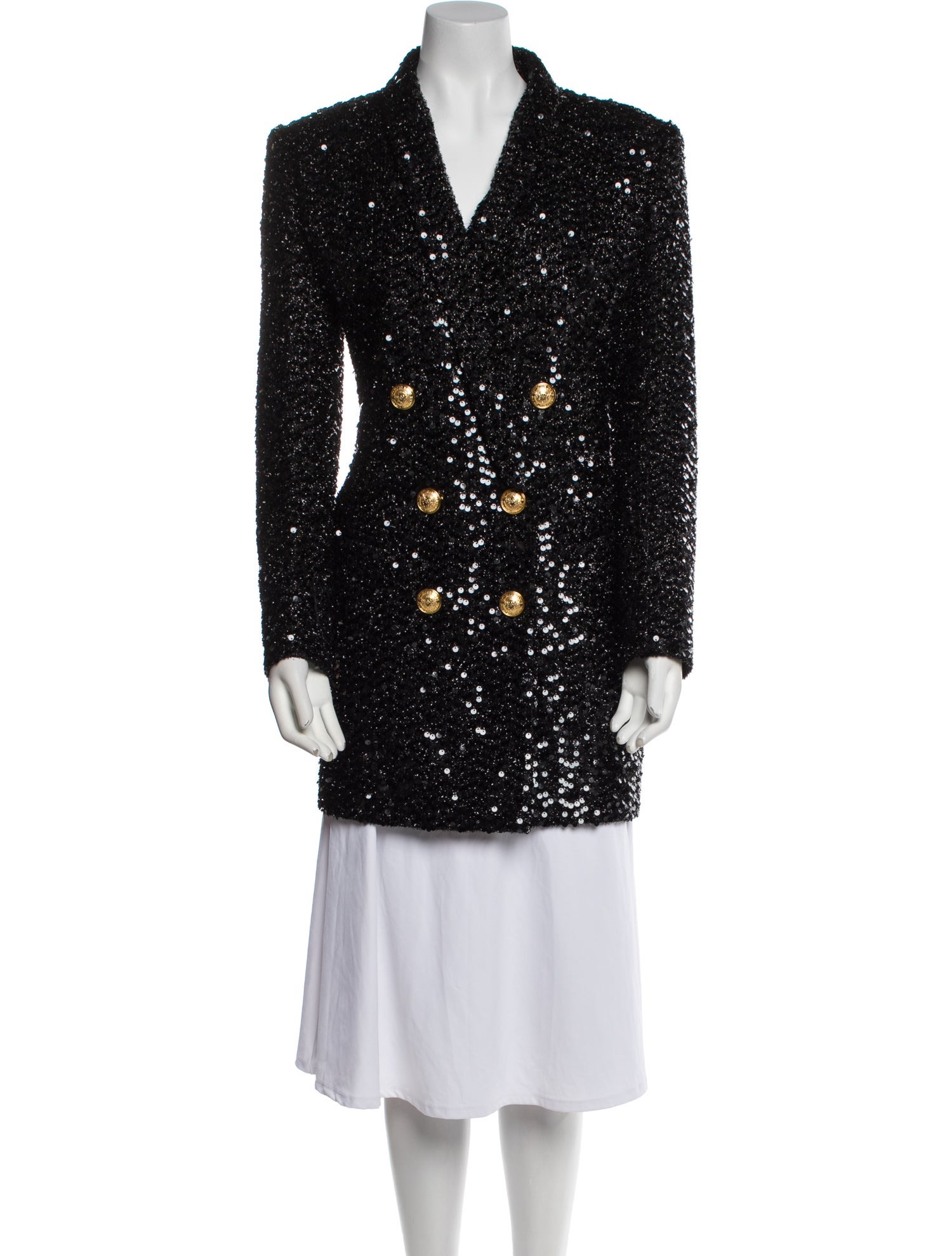 Balmain Tweed Pattern Peacoat