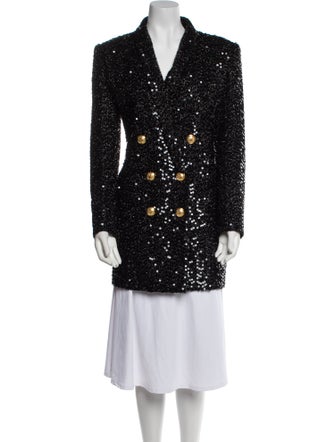 Balmain Tweed Pattern Peacoat