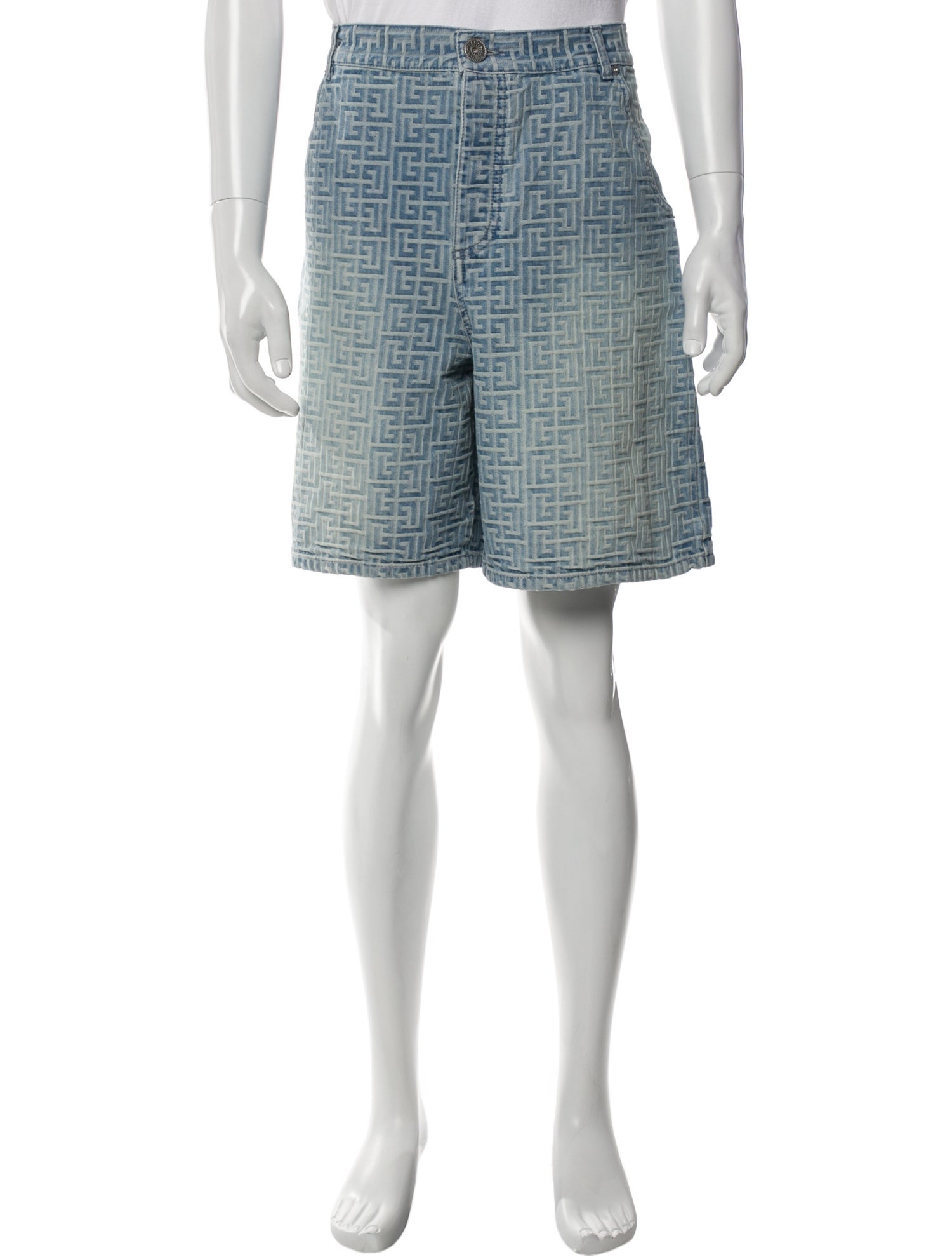 Balmain Tie-Dye Print Denim Shorts