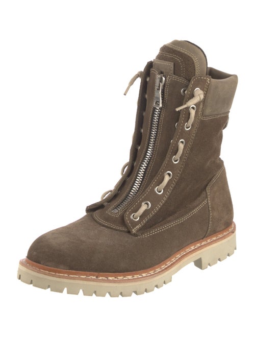 Balmain Suede Whipstitch Trim Hiking Boots