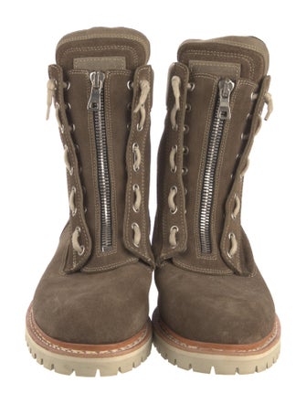 Balmain Suede Whipstitch Trim Hiking Boots