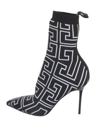 Balmain Printed Grosgrain Trim Sock Boots