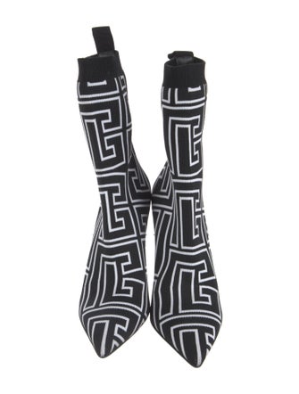 Balmain Printed Grosgrain Trim Sock Boots