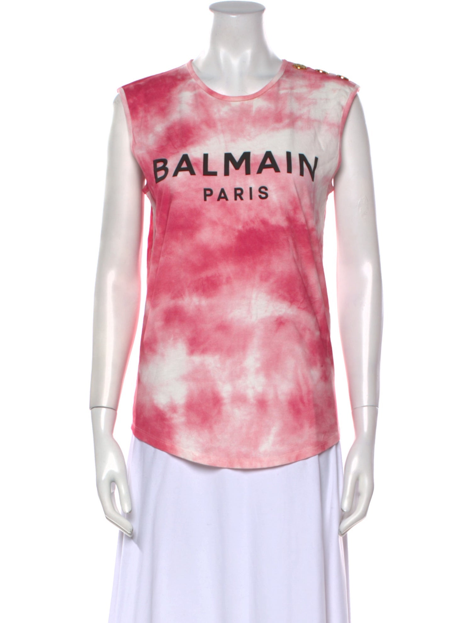 Balmain Tie-Dye Print Crew Neck Top