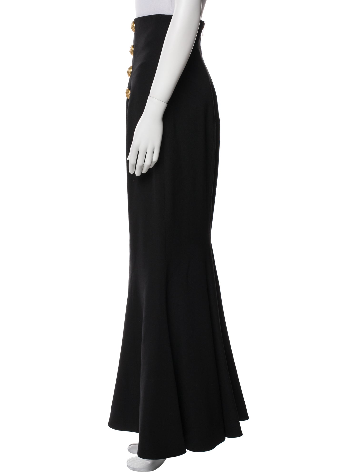 Balmain Virgin Wool Long Skirt