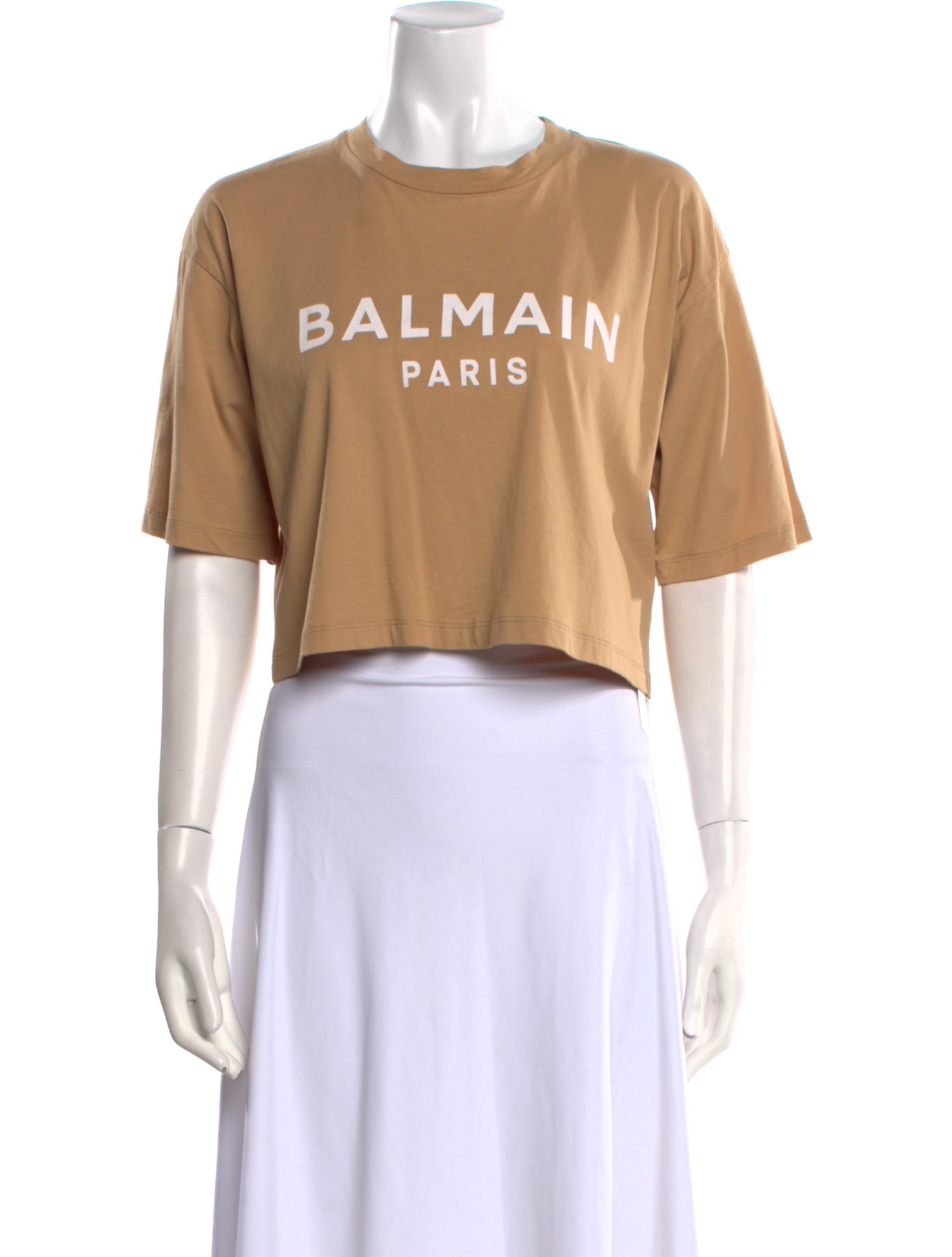 Balmain Graphic Print Crew Neck Crop Top