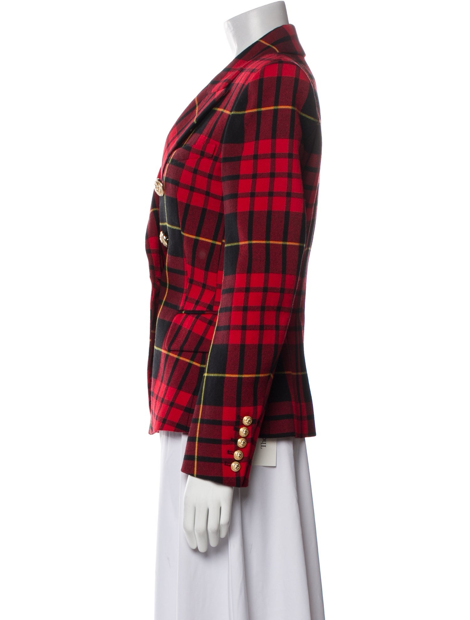 Balmain Wool Plaid Print Blazer