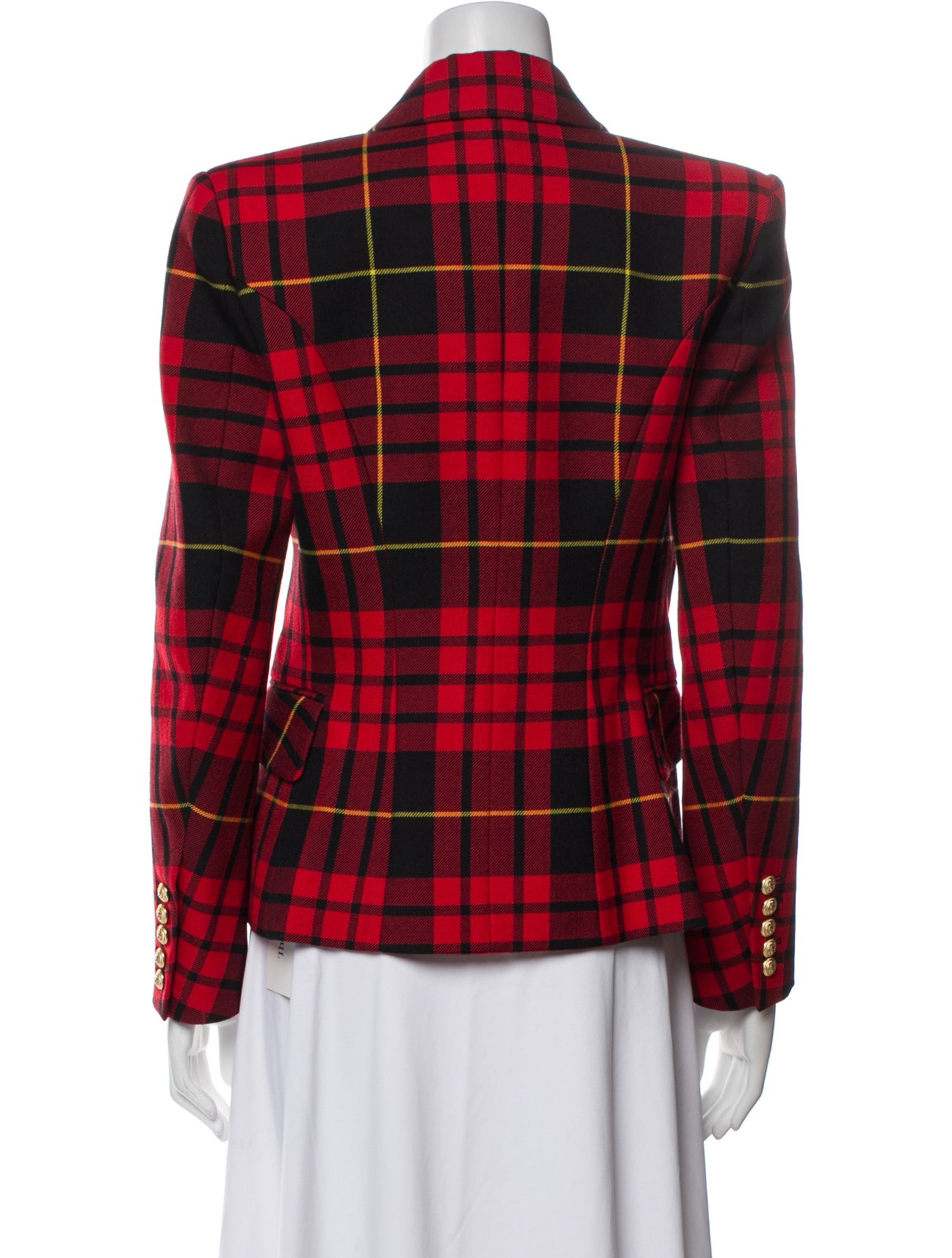 Balmain Wool Plaid Print Blazer
