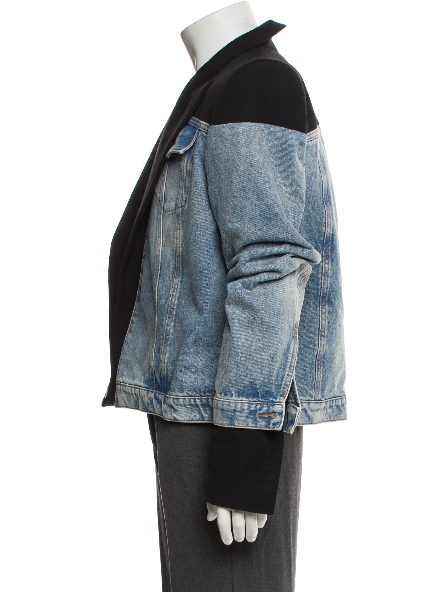 Balmain Virgin Wool Colorblock Pattern Denim Jacket