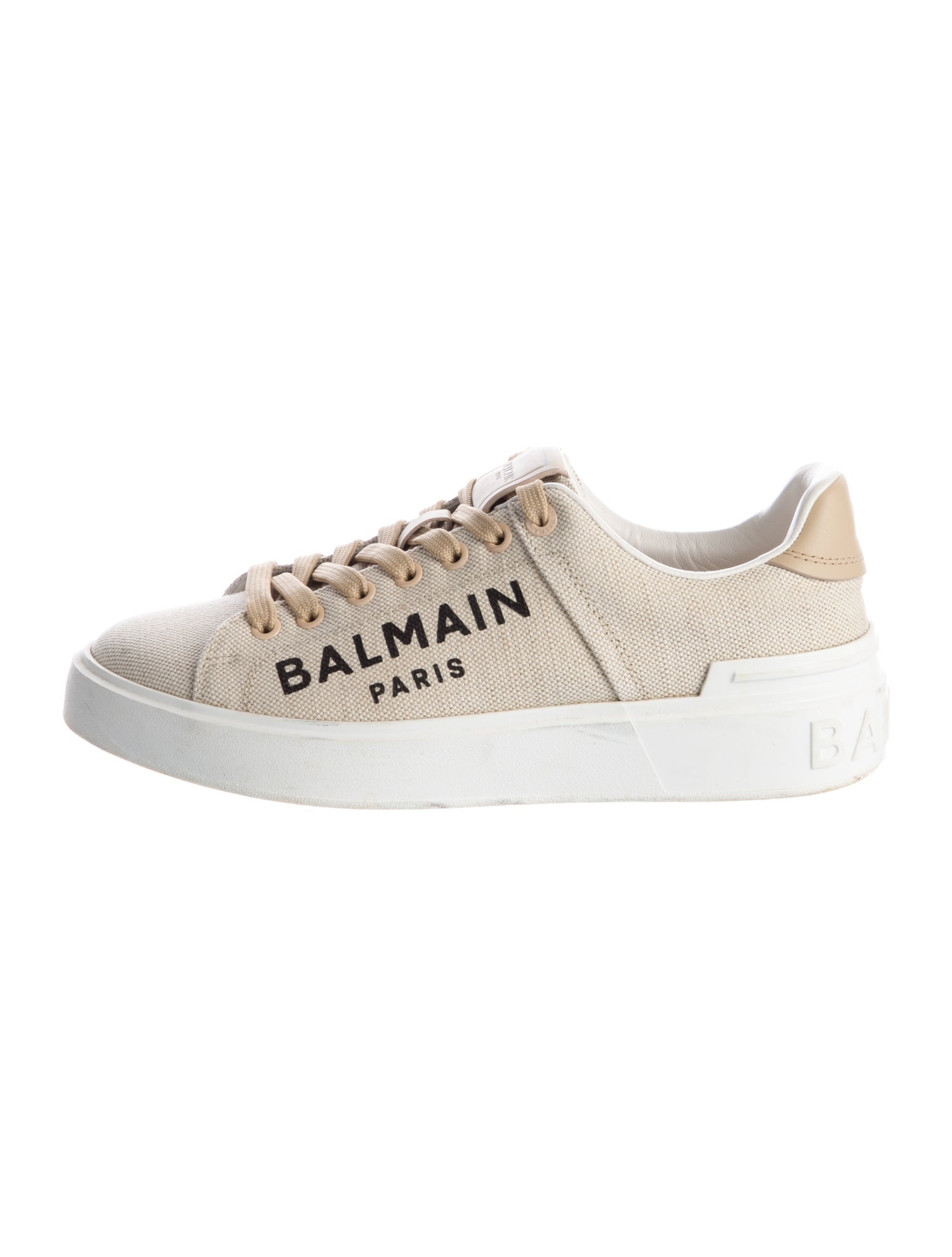 Balmain Canvas Leather Trim Embellishment Sneakers
