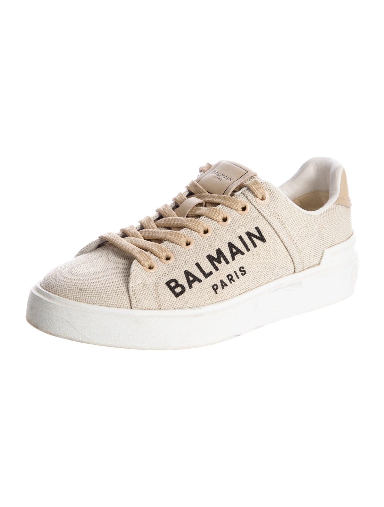 Balmain Canvas Leather Trim Embellishment Sneakers