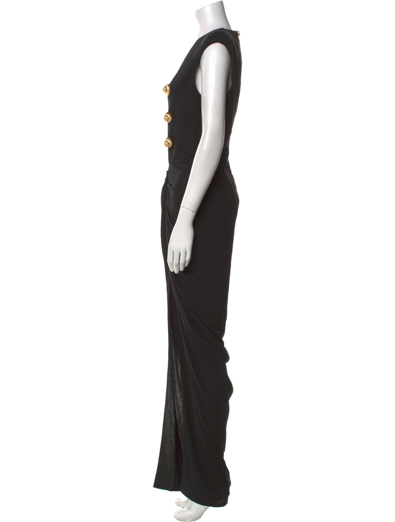 Balmain V-Neck Long Dress