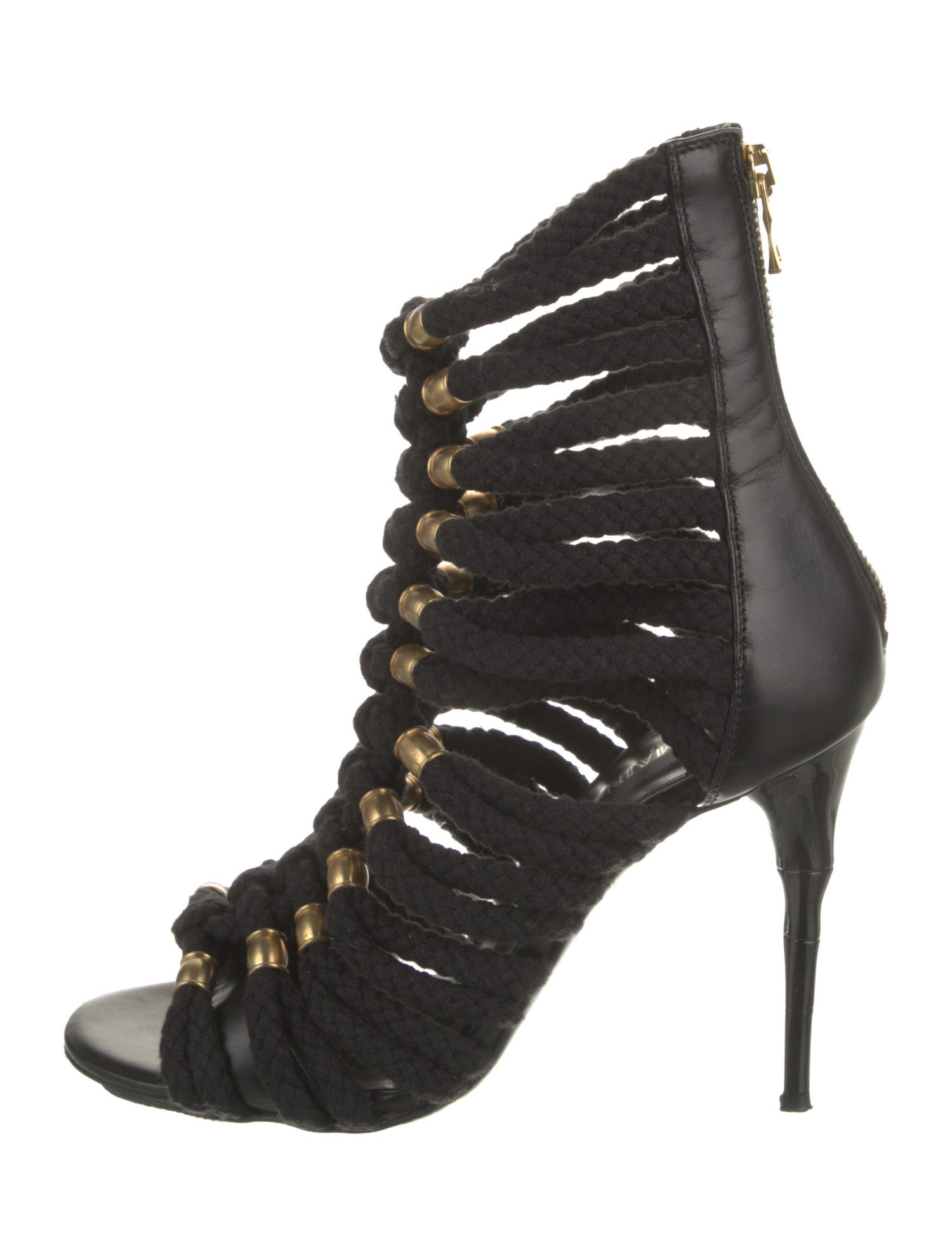 Balmain Leather Cutout Accent Pumps