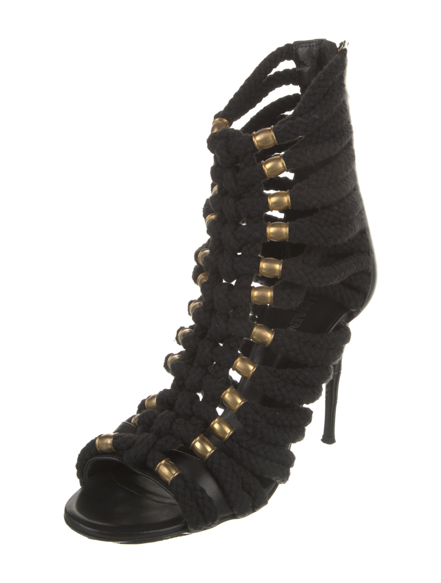 Balmain Leather Cutout Accent Pumps