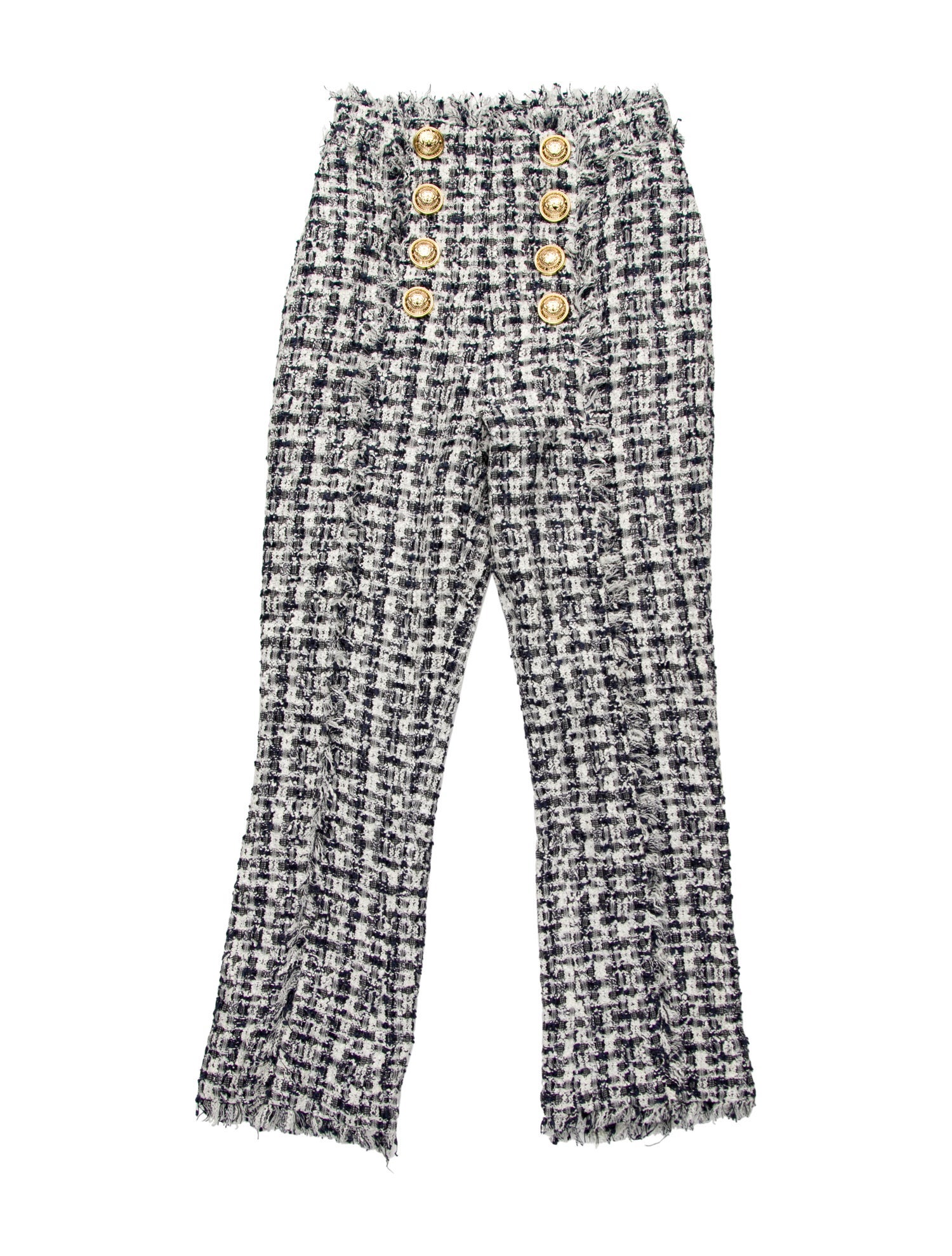 Balmain Tweed Pattern Straight Leg Pants w/ Tags