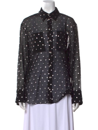 Balmain Polka Dot Print Long Sleeve Button-Up Top
